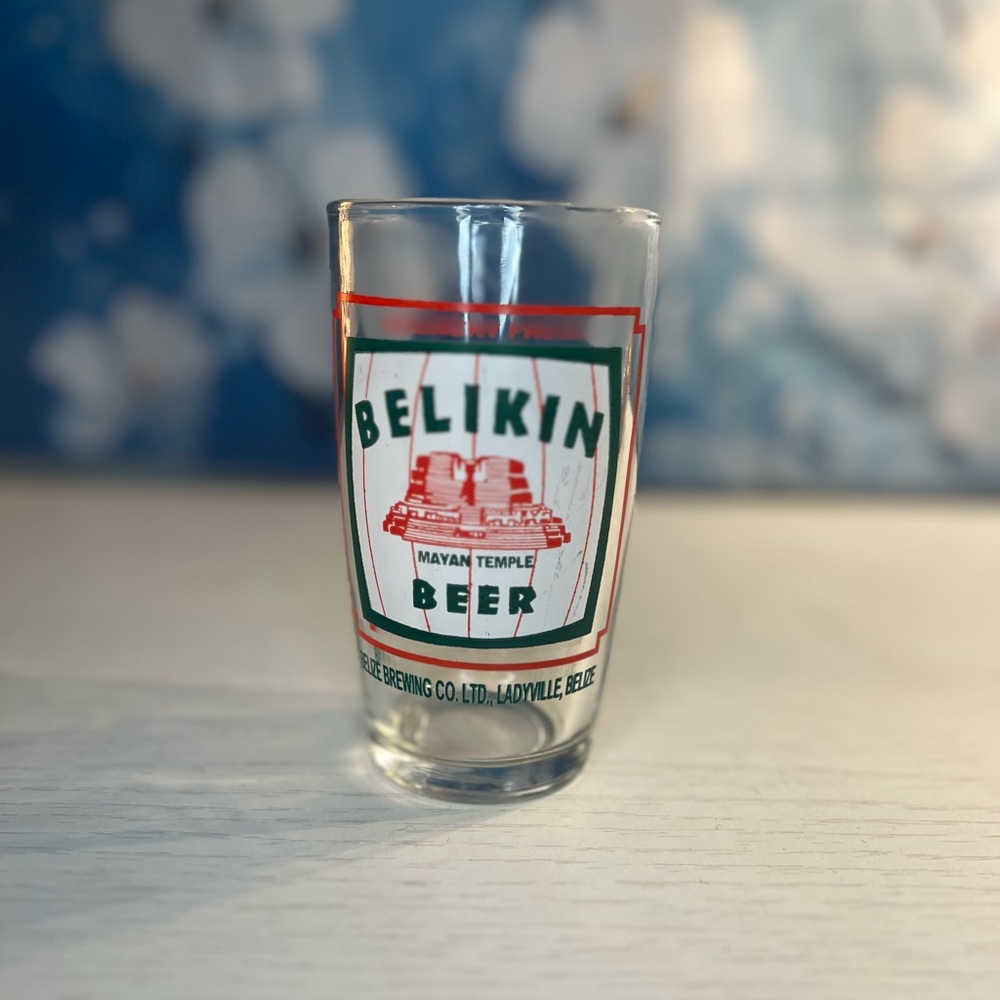 RareVintage Belkin,from Ladyville Belize, with Mayan Temple Design, Beer Glass